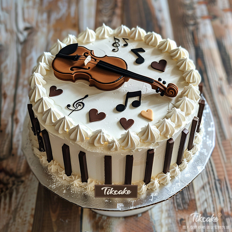 原创小提琴主题翻糖鲜奶蛋糕