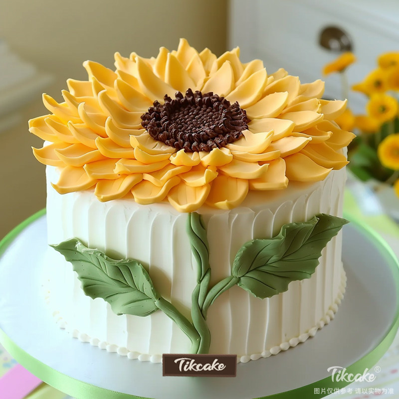 原创向日葵主题翻糖鲜奶蛋糕（二）
