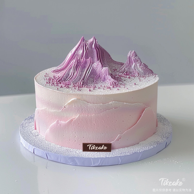 原创粉色系山峰主题鲜奶蛋糕
