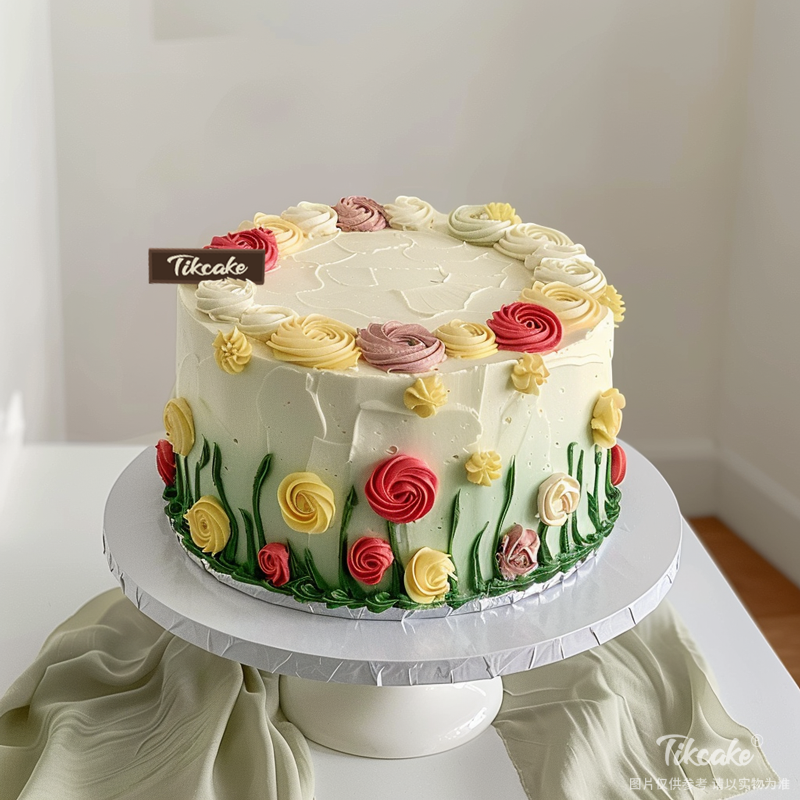 原创复古风鲜花主题鲜奶蛋糕