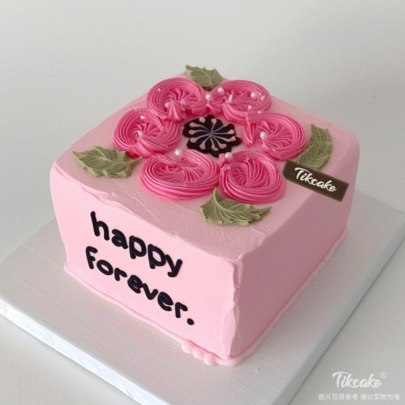 原创粉色系方形鲜奶蛋糕