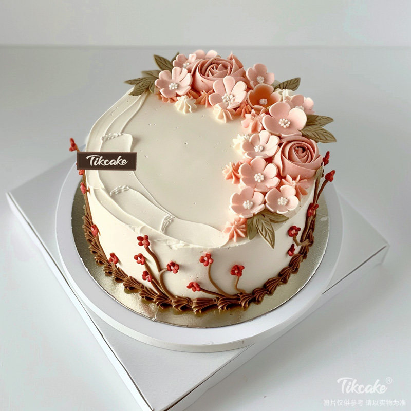 原创鲜花主题翻糖鲜奶蛋糕（四）