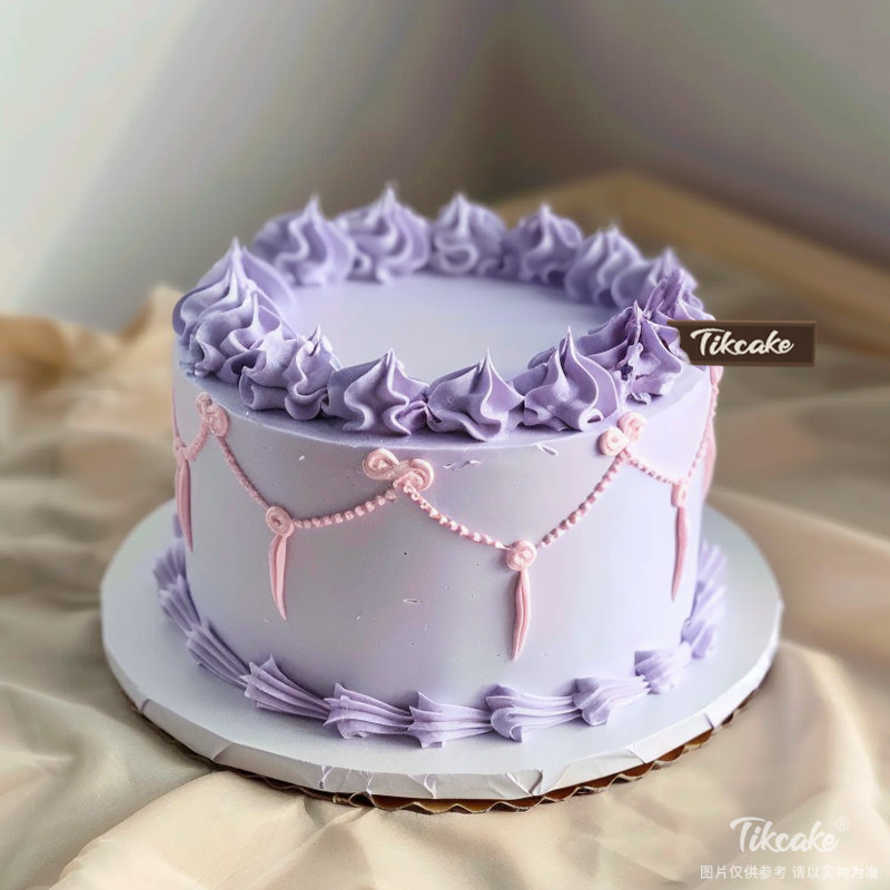 原创紫色系复古风鲜奶蛋糕