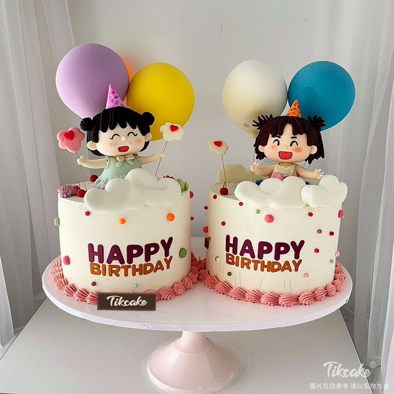 原创双胞胎主题翻糖鲜奶蛋糕