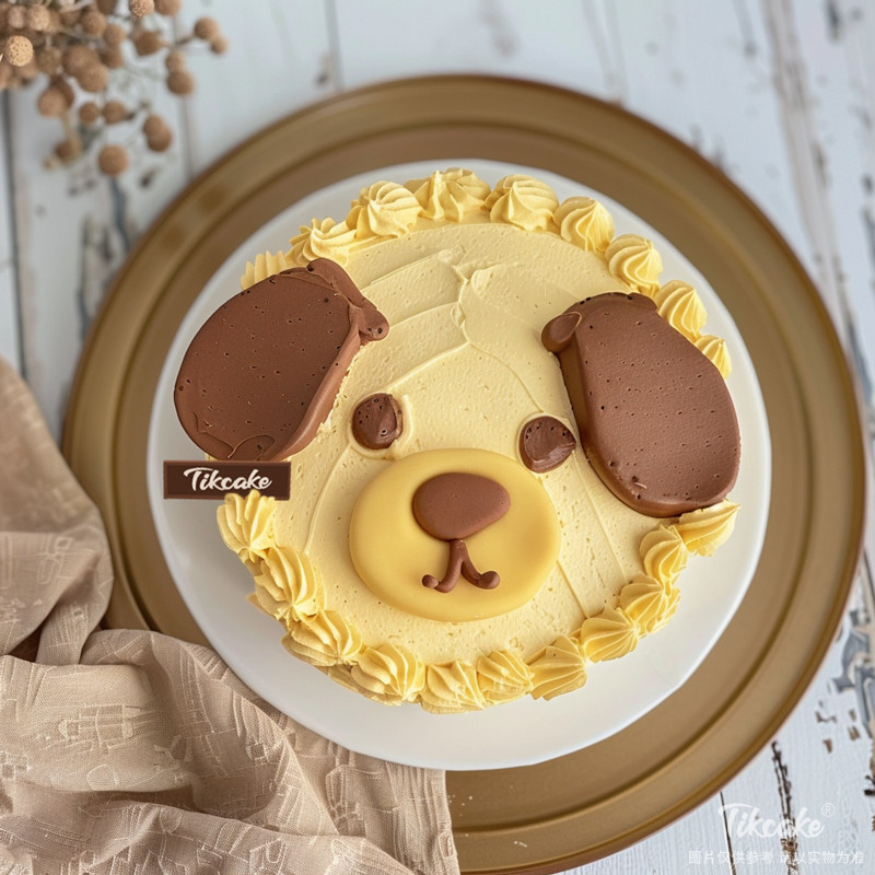 原创可爱小狗主题翻糖鲜奶蛋糕