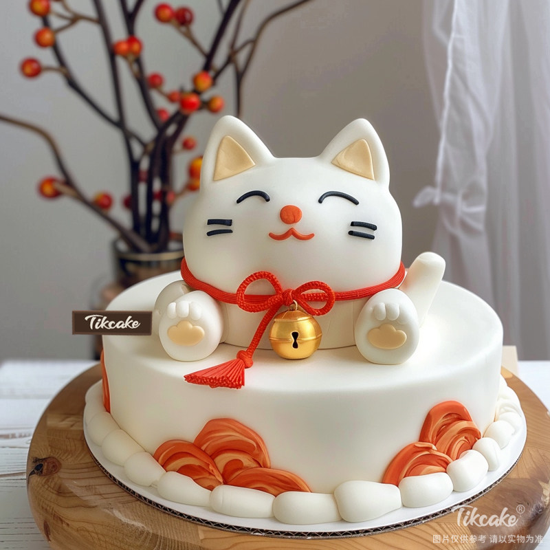 原创招财猫主题翻糖鲜奶蛋糕