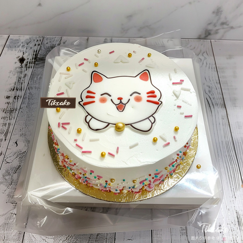 原创可爱小猫主题手绘鲜奶蛋糕