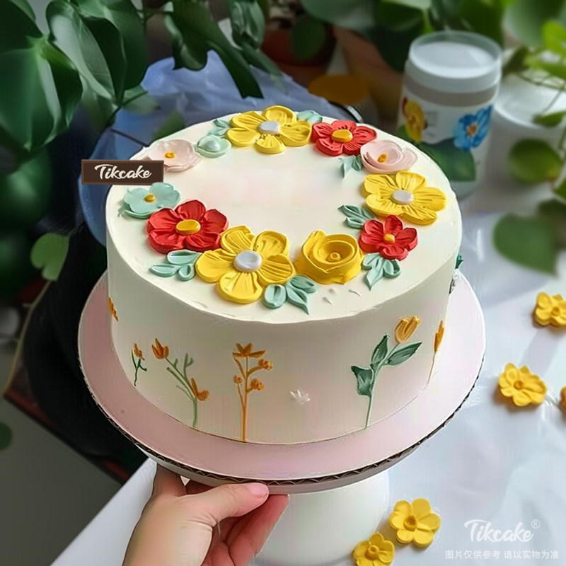 原创可爱花朵主题鲜奶蛋糕