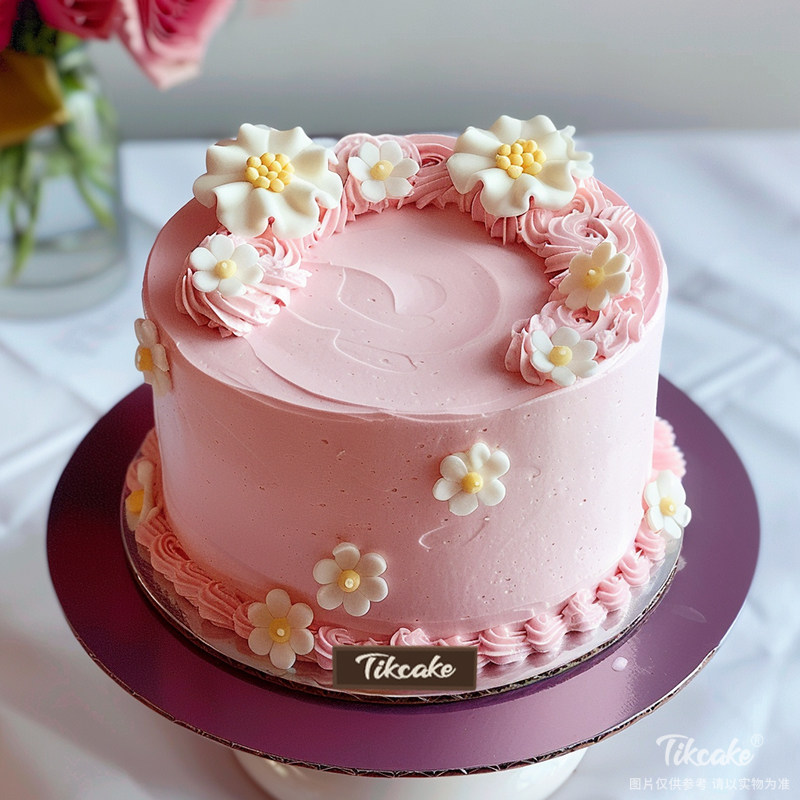 原创小清新花朵主题翻糖鲜奶蛋糕