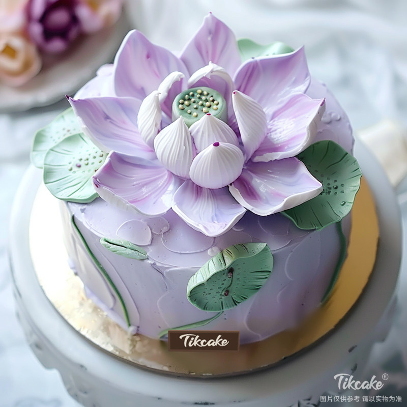原创荷花主题翻糖鲜奶蛋糕（城市款）
