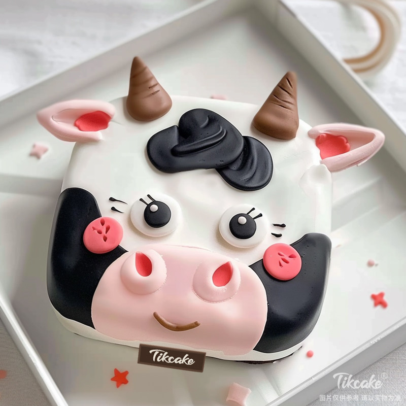 原创小牛主题翻糖鲜奶蛋糕