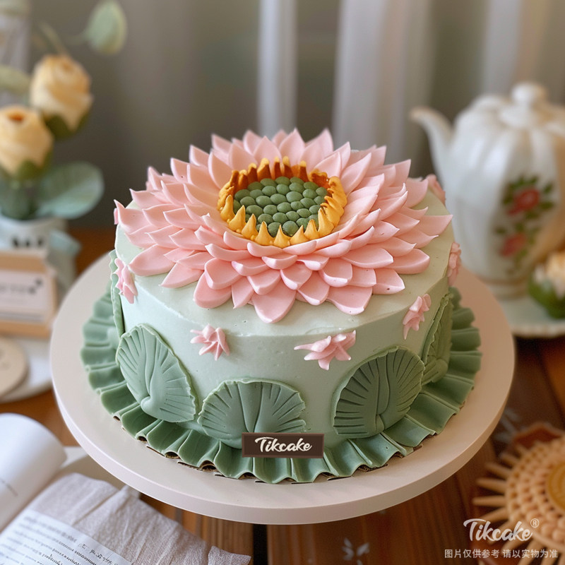 原创荷花主题翻糖鲜奶蛋糕二（城市款）