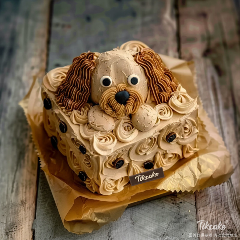 原创小狗主题巧克力鲜奶蛋糕