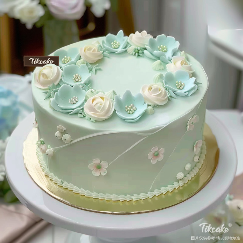 原创小清新主题翻糖鲜奶蛋糕