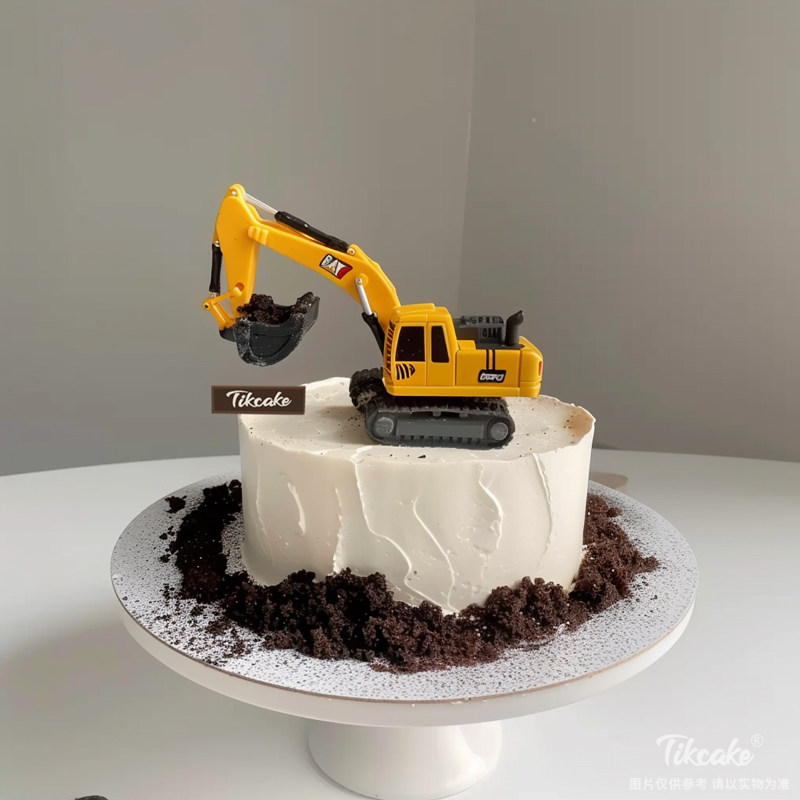 原创挖挖机主题儿童蛋糕