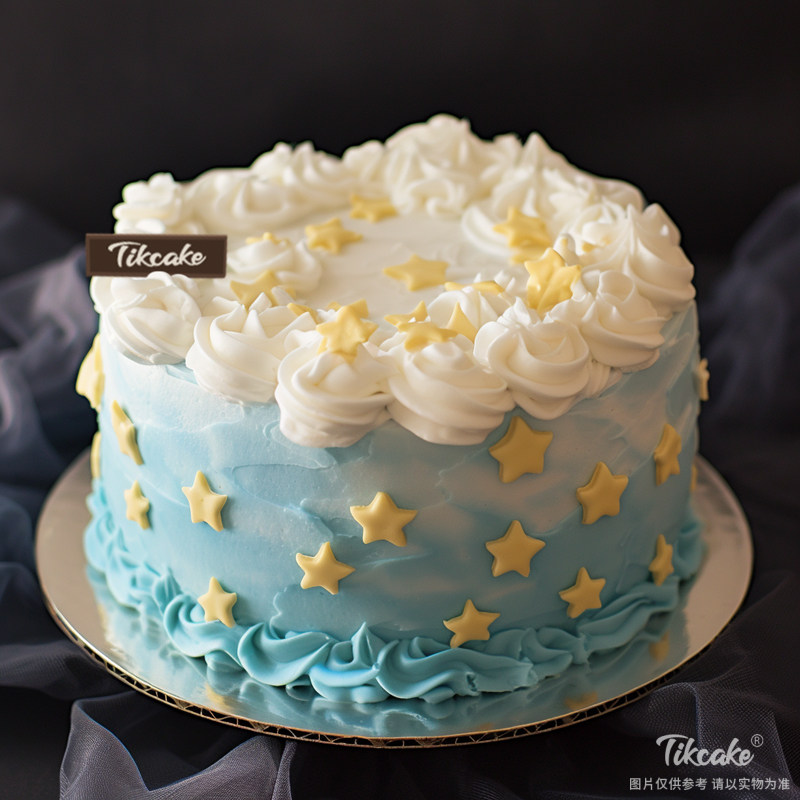 原创星星主题翻糖鲜奶蛋糕