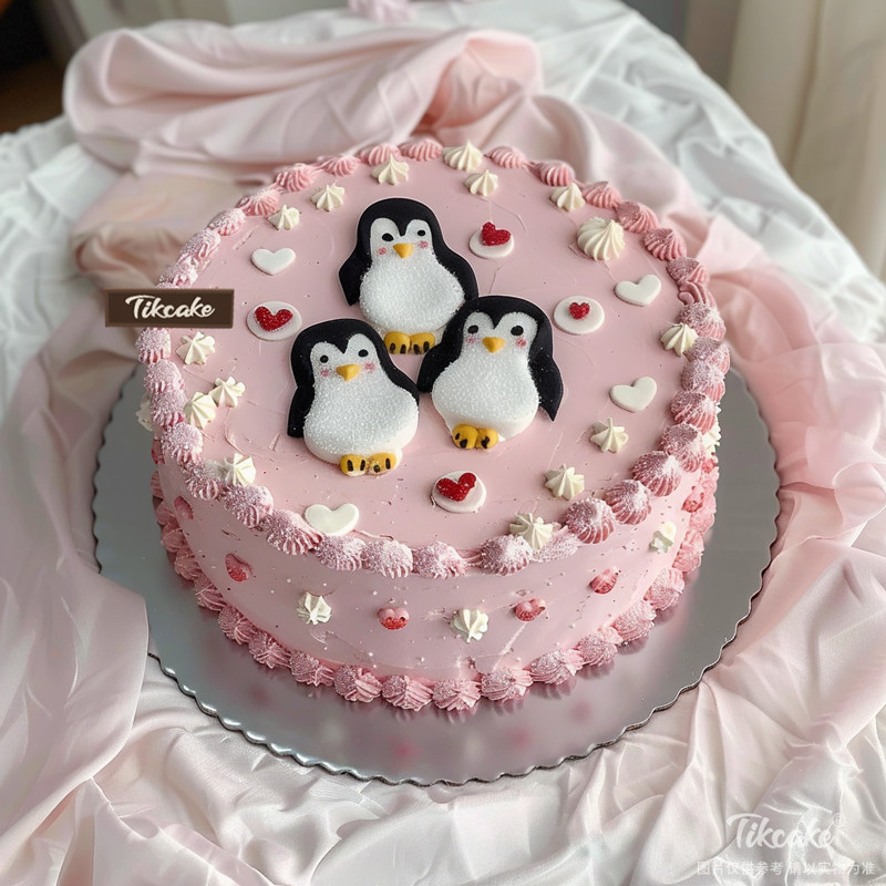原创小企鹅主题翻糖鲜奶蛋糕