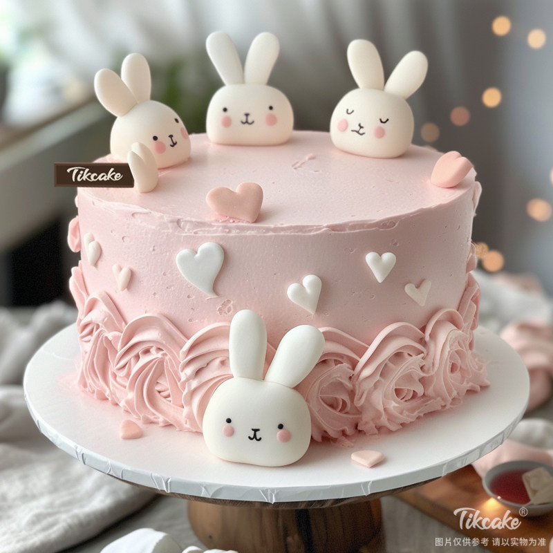 原创小兔子主题翻糖鲜奶蛋糕（二）