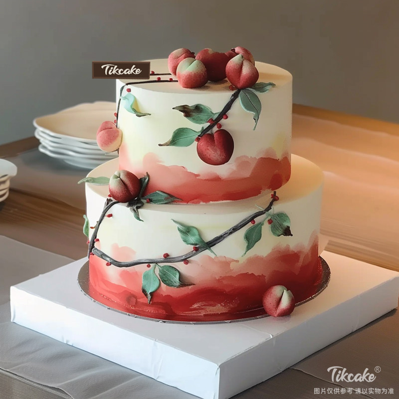 原创双层祝寿主题翻糖鲜奶蛋糕（城市款）