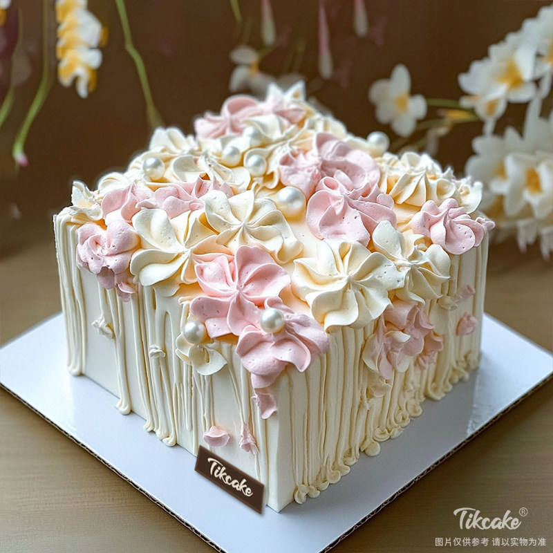 原创小清新方形鲜奶蛋糕