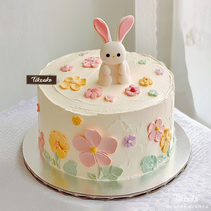 原创小兔子主题翻糖鲜奶蛋糕（四）