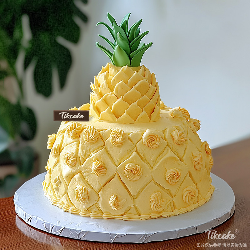 原创菠萝主题翻糖鲜奶蛋糕