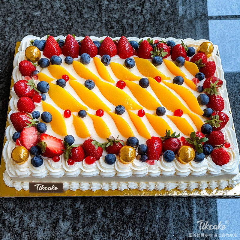 原创水果满满方形企业蛋糕