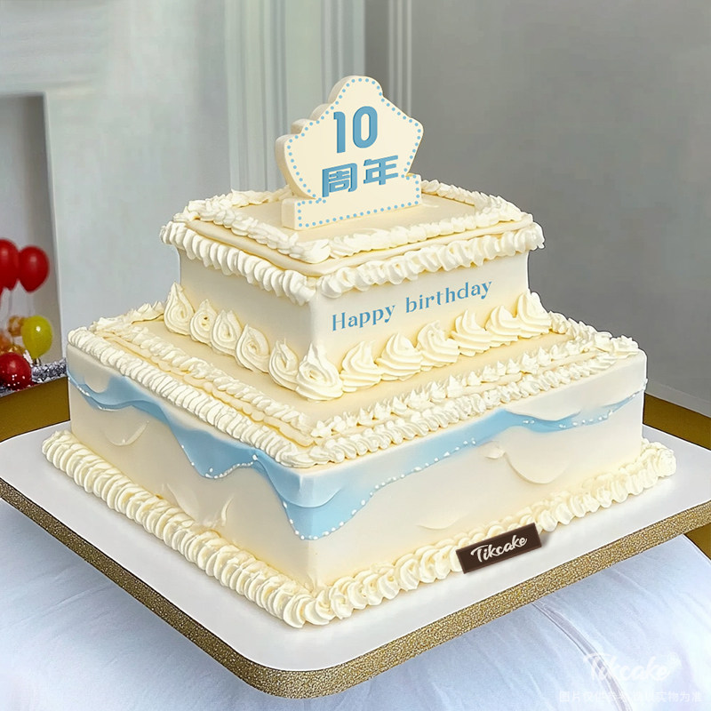 原创双层方形企业蛋糕