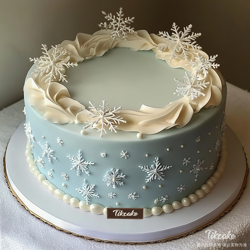 原创小雪花主题鲜奶蛋糕