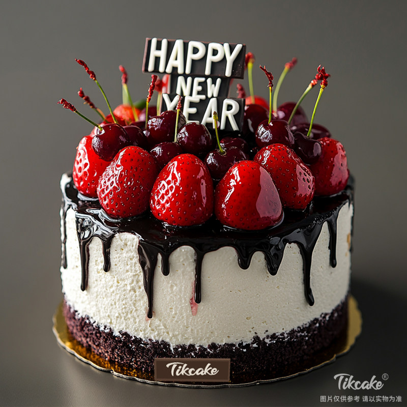 原创2025新年主题水果鲜奶蛋糕