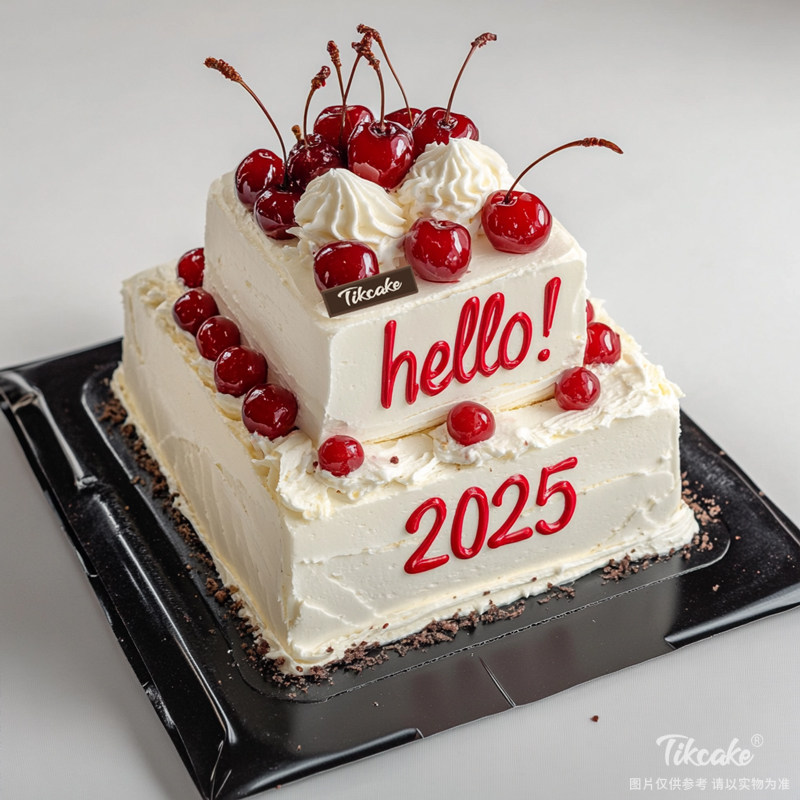 原创2025新年主题双层鲜奶蛋糕