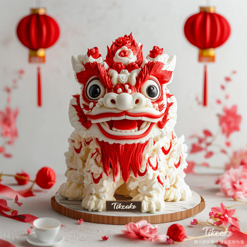 原创新年狮子主题鲜奶蛋糕