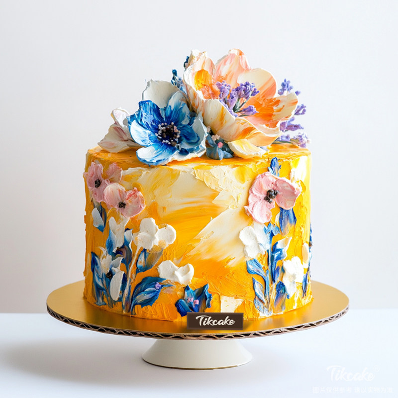 原创油画风翻糖鲜奶蛋糕