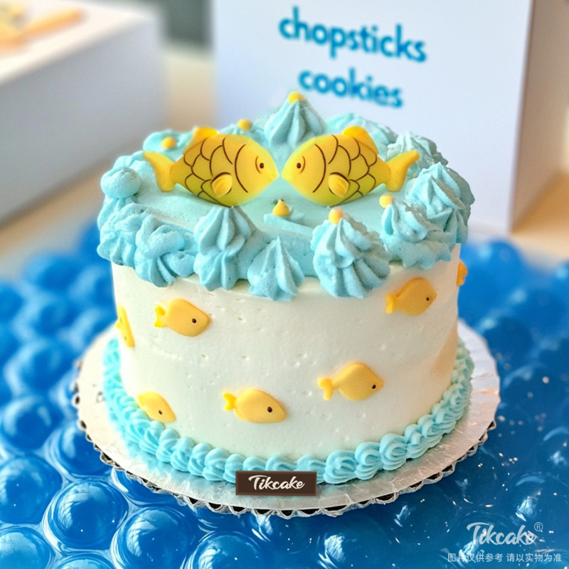 原创双鱼座主题翻糖鲜奶蛋糕二（2.19-3.20）