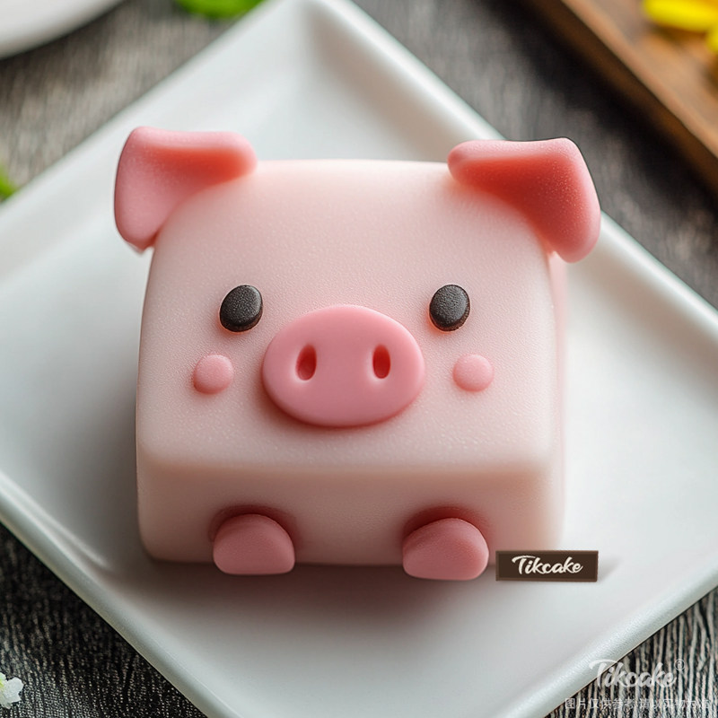原创十二生肖猪主题翻糖鲜奶蛋糕