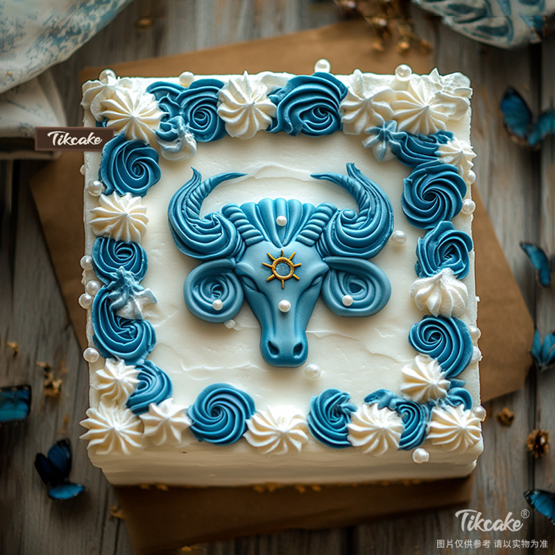 原创金牛座主题方形鲜奶蛋糕二（4.20-5.20）