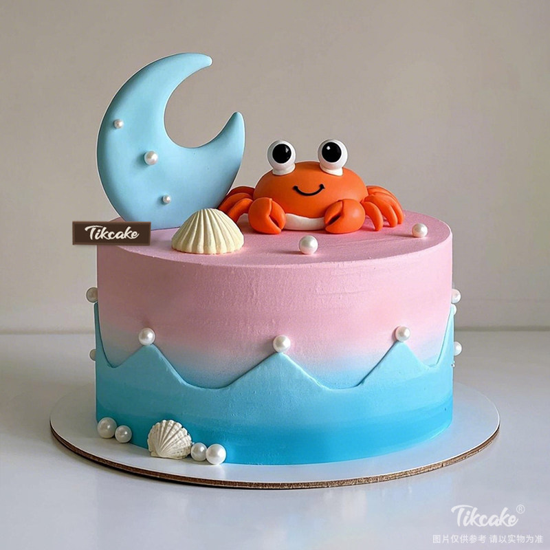 原创巨蟹座主题翻糖鲜奶蛋糕五（6.22-7.22）