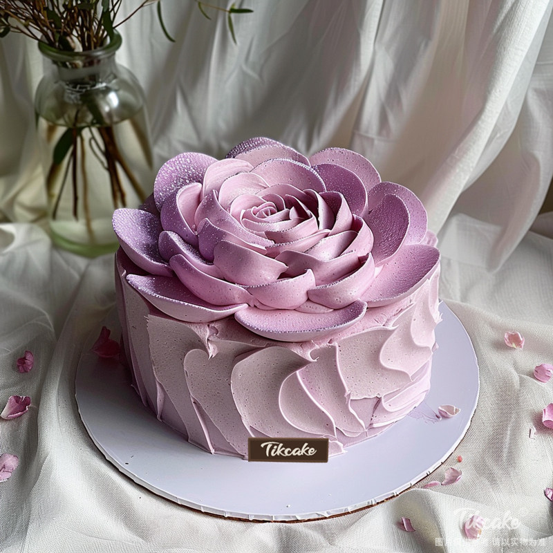 原创浪漫鲜花主题翻糖鲜奶蛋糕