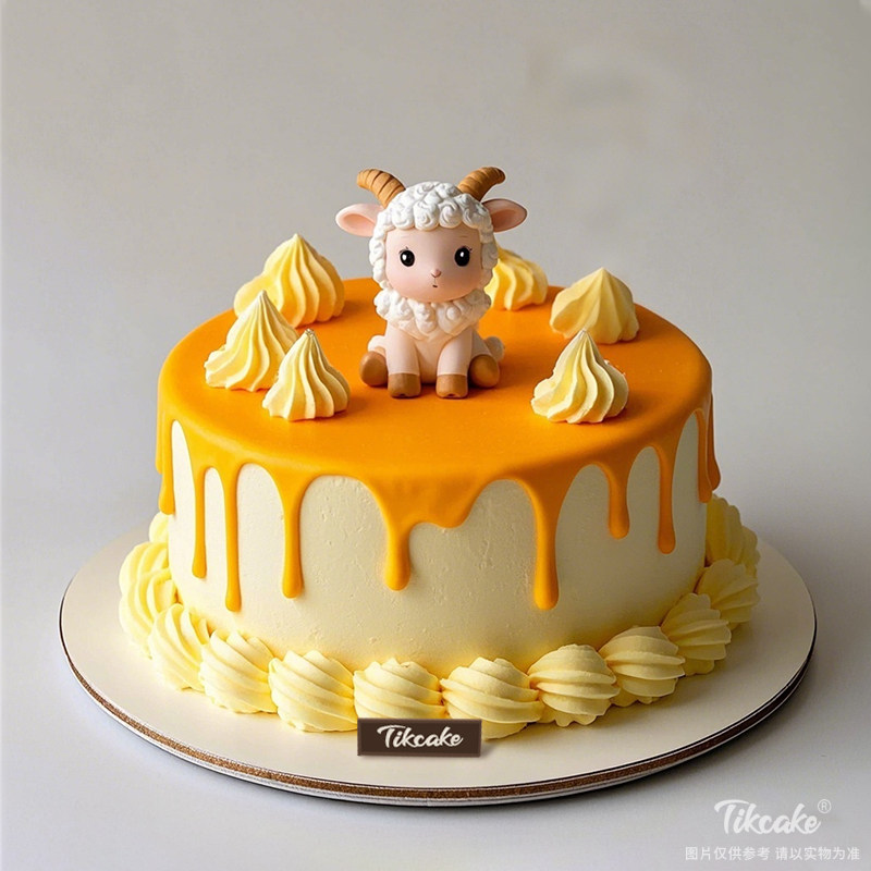 原创十二生肖羊主题翻糖鲜奶蛋糕（五）
