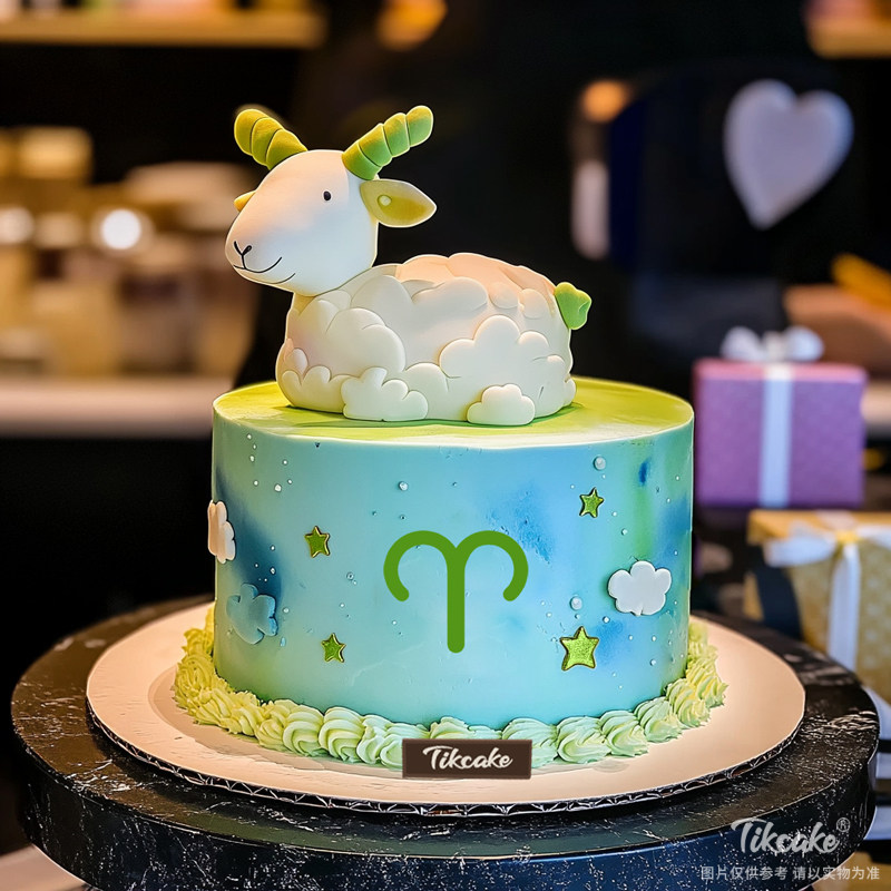 原创白羊座主题翻糖鲜奶蛋糕七（3.21-4.19）