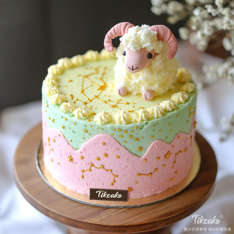 原创白羊座主题翻糖鲜奶蛋糕九（3.21-4.19）