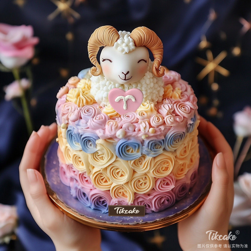 原创十二生肖羊主题翻糖鲜奶蛋糕（六）