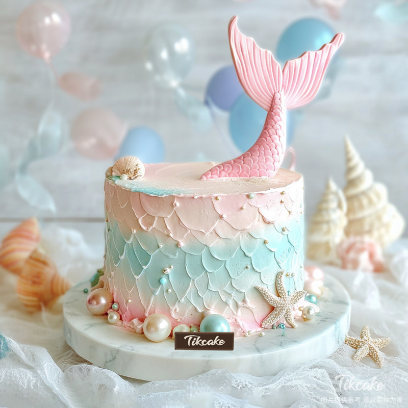 原创超仙美人鱼主题鲜奶蛋糕