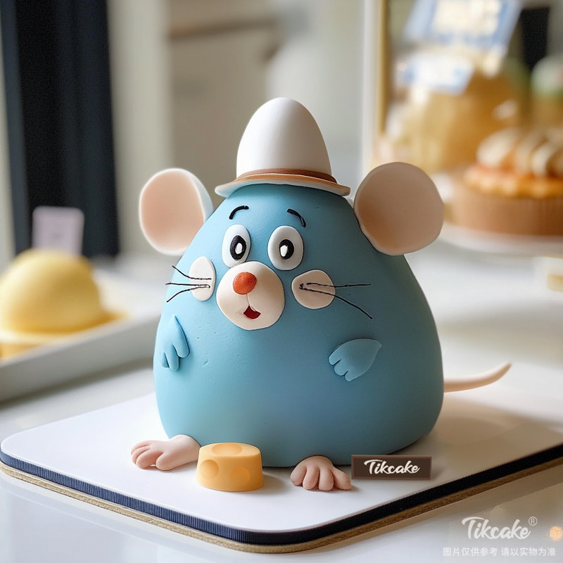 原创十二生肖鼠主题翻糖鲜奶蛋糕