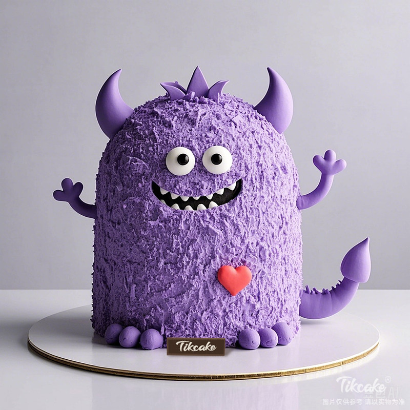 原创可爱小怪兽主题翻糖鲜奶蛋糕