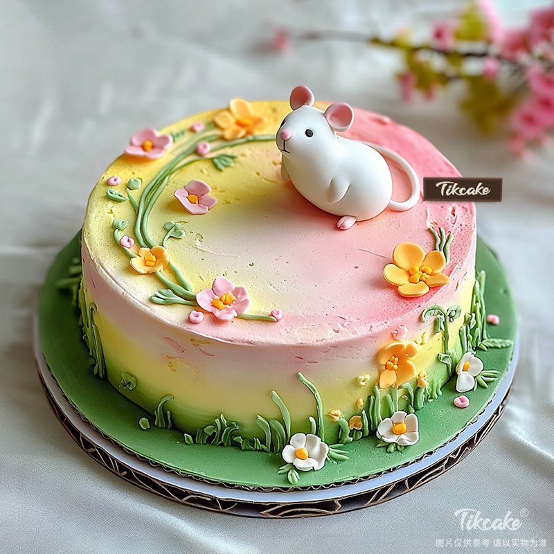 原创十二生肖鼠主题翻糖鲜奶蛋糕（二）