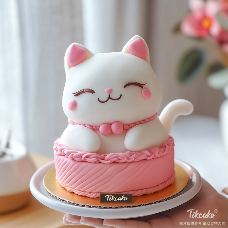 原创招财猫主题翻糖鲜奶蛋糕（二）