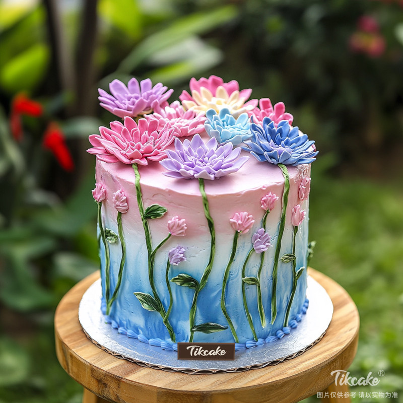 原创花朵主题翻糖鲜奶蛋糕（四）