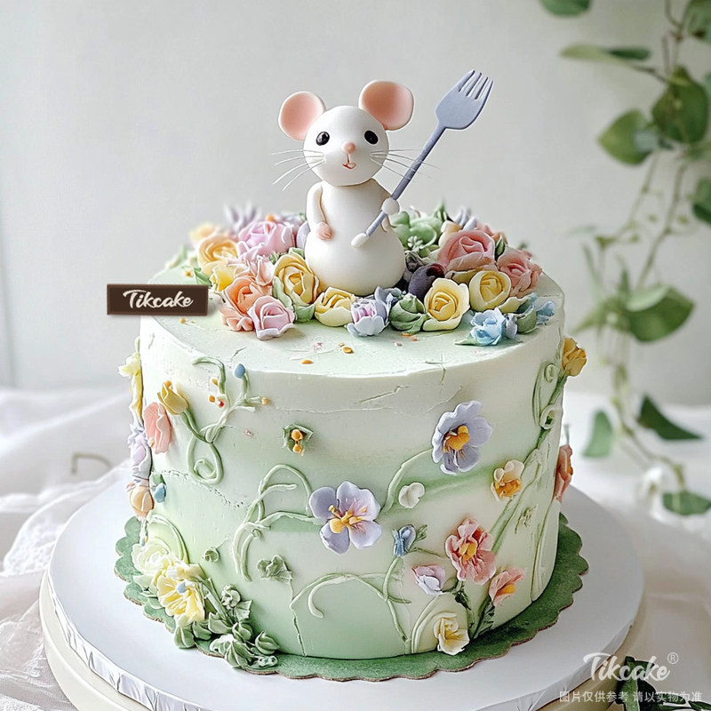 原创十二生肖鼠主题翻糖鲜奶蛋糕（三）