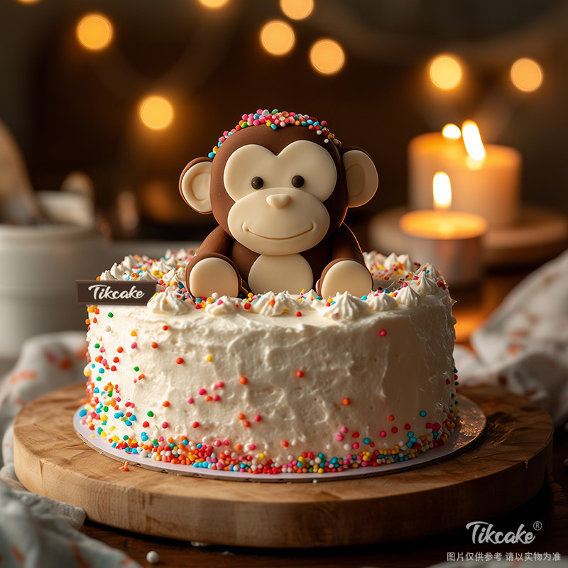 原创十二生肖猴主题翻糖鲜奶蛋糕（二）